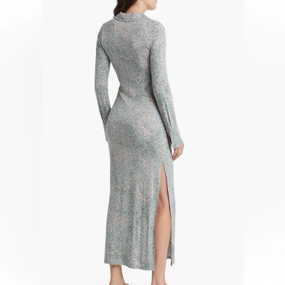 NWT! Free People Shayla Floral Long Sleeve Wrap Dress Minto Combo Large - Picture 8 of 14